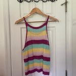 BCBGeneration BCBG Pink Multi High Neck Halter Stripe Knit Sweater Tank Photo 11