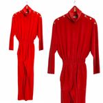 Saks 5th Avenue VTG Saks Fifth Avenue Orange Velour Long Sleeve Zip Front Collar Jumpsuit, sz. L Photo 6