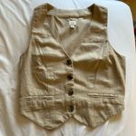 A New Day Women's Linen Vest - Beige Size S Photo 2