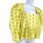 ZARA  Embroidered Openwork Puff Sleeve Peplum Top Size Small Photo 4