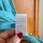 Urban Outfitters  Smocked Peplum Top Blue V Neck 3/4 Sleeve Babydoll Size S Photo 6