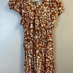 Old Navy  Dress Brown Floral Short Sleeve Tiered Mini Swing Dress Sz 2X EUC Photo 1