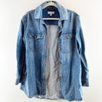 Loft  Cotton Denim Longline Shirt Jacket Shacket Blue XS Photo 1