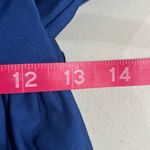 VINTAGE Victor Costa Blue‎ Ruffle Dress Sz 10 Long Sleeve Nylon Tie Belt Blue Photo 7