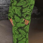 Show Me Your Mumu Lopez Palm Sparkle Stretch Dress V-neck Long Sleeve Maxi Green Photo 0