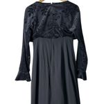 Vintage Black Whimsigoth Dress Bell Sleeve Velvet Goth Vampire Witchy Medium Photo 5