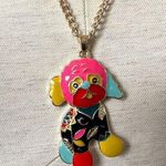 Sad clown dog colorful pendant necklace Pink Photo 0