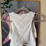 Free People  White Sleeveless Crop Tie Front Tank Top Photo 2