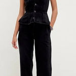 Free People  We The Free Hazel Black Denim Jumpsuit Small Photo 0
