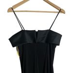 Alex Evenings Black Satin Straight Neck Column Maxi Formal Gown Size 6 Photo 2