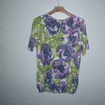 Just My Size JMS 1X Short Sleeved Floral Purple Green Bubble Hem Top Plus Photo 4