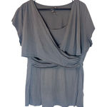 Thyme XXL Gray Nursing Top Crossover‎ Short Sleeve Comfort Maternity Plus Size Size 2X Photo 0