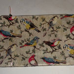 Cath Kidston Floral Bird Patent Leather Pouch Zip Closure Cream and Red Blue Photo 0