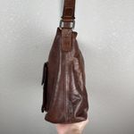Jack Georges Tuscana Classico Crossbody Hobo Bag Purse Cherry Brown Leather Photo 3