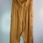 Jolie & Joy 1X Strapless Safari Cargo Jumpsuit in Soft Golden Beige Tan Photo 0