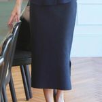 Uniqlo Smooth Cotton Blend Midi Pencil Skirt Side Slit Blue NWT Size XS Photo 1