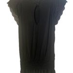 XOXO  Top Blouse Black High Neck Lace Sleeves Elastic Waist Cottage Core Sz Med Photo 0