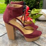 DV8 by Dolce Vita Red Gingham Ankle Strap Platform Pumps Size 8 Photo 4