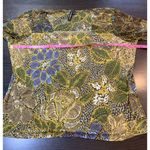 Susan Lawrence  Woman Square Neck Top‎ Women's Size 1X Green Floral Office Church Photo 3
