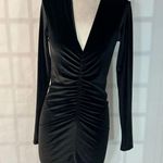 All Saints Anaya Black Long Sleeve Velvet Ruched Bodycon Party Dress Size 6 Photo 3