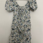 MABLE white floral ruched puff sleeve mini dress size S Photo 0
