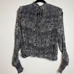 Free People Snakeskin Print Mock Neck Long Sleeve Blouse Top Medium Photo 3