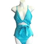 Aerie NWT  Light Blue Cutout and Tie Swimsuit Photo 0
