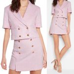 EXPRESS  Tweed Cropped Short Sleeve Blazer in Souvenir Pink Photo 4