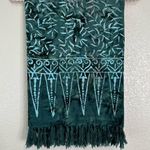 Boho Beachy Green Tie Dye Leaf Fringe Sarong or Beach Blanket Photo 4