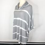 1.4.3. Story by Line Up 143 STORY // LINE UP Gray White Striped Mock Neck Dolman Pullover Small Photo 5