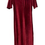 Lilla P Lilla| P Burgundy Velvet Velour  Mock Neck Asymmetrical Double Split Maxi Dress Photo 0