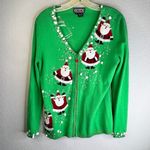 Vintage Berek2 Christmas Santa‎ Zip Cardigan Sweater Green Size M Photo 6