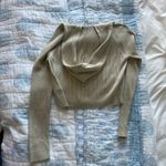 Topshop  Ribbed Zip-Up Hoodie Sweater - Tan Photo 2