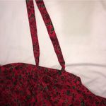 Vintage Miss Dorby Red Black Floral Dress Size 8 Crocheted Lace Collar Midi Maxi Photo 6