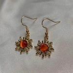 Orange Opal Sunflower Dangle Drop Earrings for Women Gold Photo 0