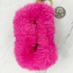Pink Fuzzy Faux Fur B Monogram Initial Letter Bag Charm Keychain Keyring Photo 2