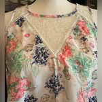 ASTR Lightweight Floral High Low Halter Top Blouse w/ Lace Design - Small Photo 1