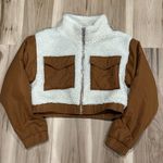 Anwnd  Tan Sherpa Cropped Jacket Women’s Small Photo 1