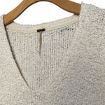 Free People  Women’s Size S White Cotton Textured Boucle Knubby Sweater Photo 2