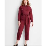 Future Collective NWT maroon cotton long sleeve jumpsuit size small Red Photo 13