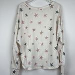 Z Supply  Soft Cozy Pink & Green Star Long Sleeved Cream Top Size XS Photo 3