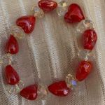 Stretchy heart bead bracelet Red Photo 0
