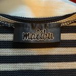 Malibu Black & Cream Striped Square Neck Sleeveless Knit Top Y2K Size XS Photo 2