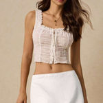 White Linen Mini Skort Size 2 Photo 0