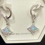 BOMB PARTY Oct 2024 Bday Collection “She Turns Heads” Rhodium Fire Opal Earrings Blue Photo 4