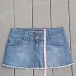 SO  Chewed Hem Y2K Denim Jean Skirt Size 7 Photo 7