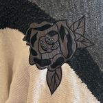 Vintage Floral Sweater beading‎ Ramie Cotton Silk medium 80s Knit 90s Gray Photo 1