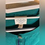 st. john's bay Teal Cardigan with Striped Sleeves M preppy classic colorful Photo 5
