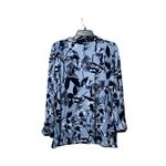 Karl Lagerfeld  Floral Long Sleeve Half Button Down Shirt Blue Sz XL Photo 1
