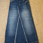 Mudd Vtg  Long Y2K Frayed Raw Bottom Hem Women's Blue Denim Jeans Skirt 90s Sz 0 Photo 0